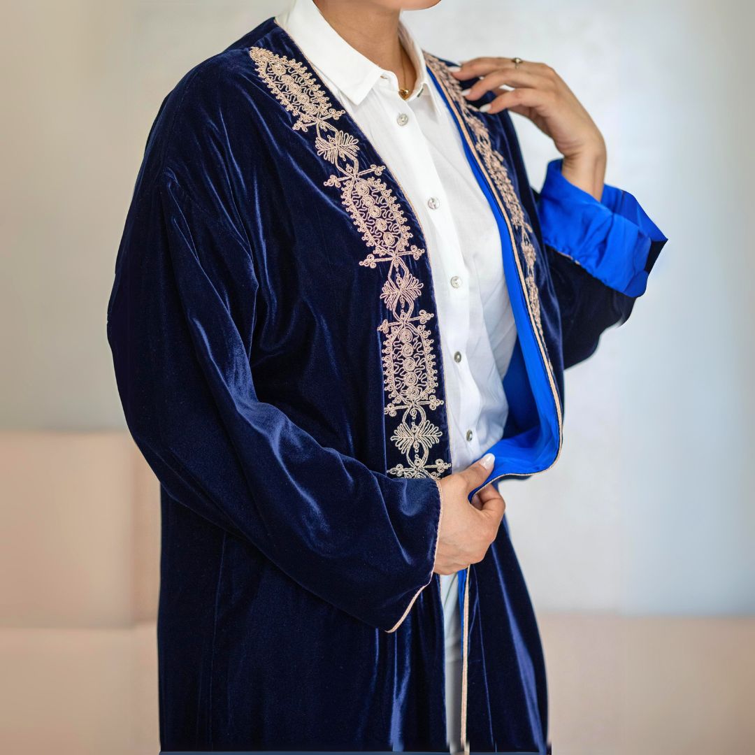 RITA Blue & Gold Moroccan Kimono
