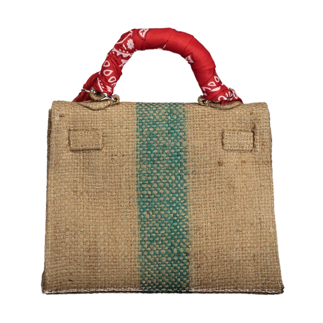 Mini Kelly Style Red Coffee Jute Handbag-Museo Factory-MyTindy