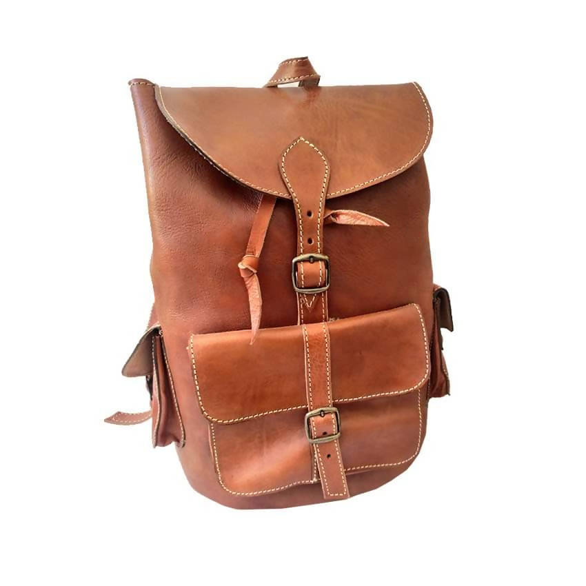 Camel leather backpack sale