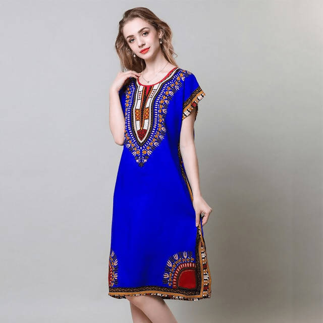 African ethnic dress in royal blue – MyTindy