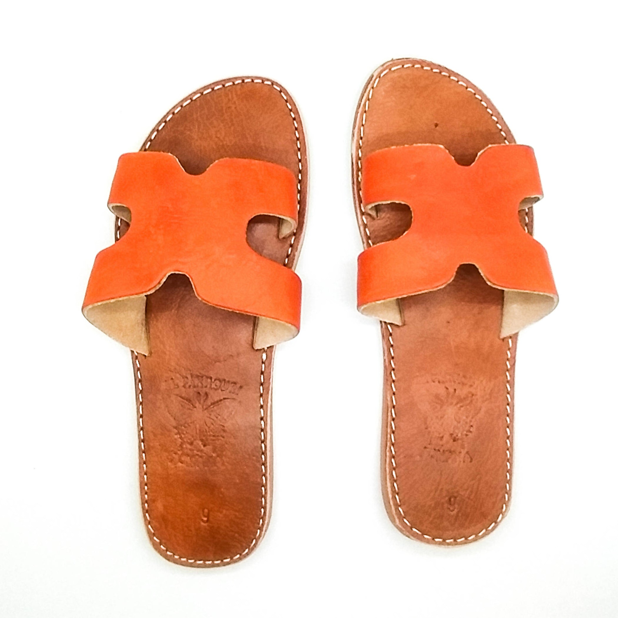 Orange leather online sandals