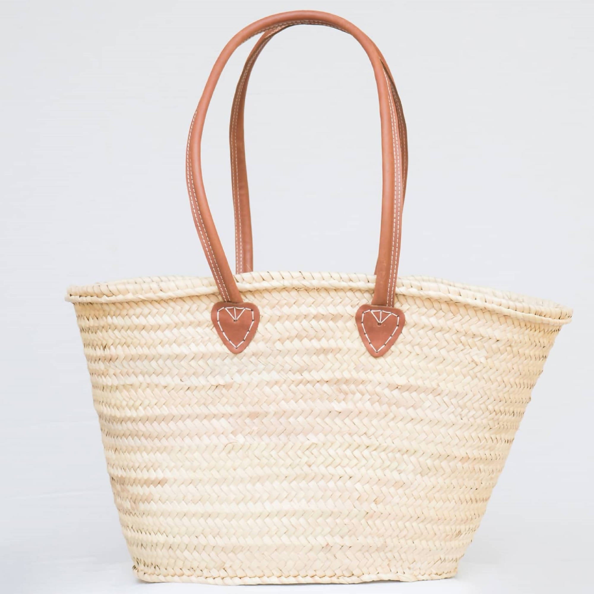 Palmette - Brown Leather Straw Bag