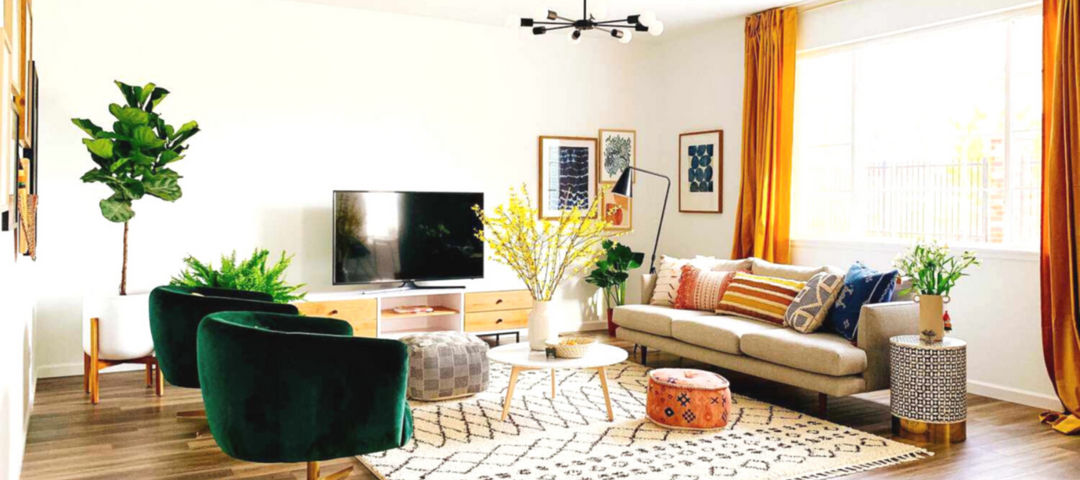 Living room with Moroccan home decor