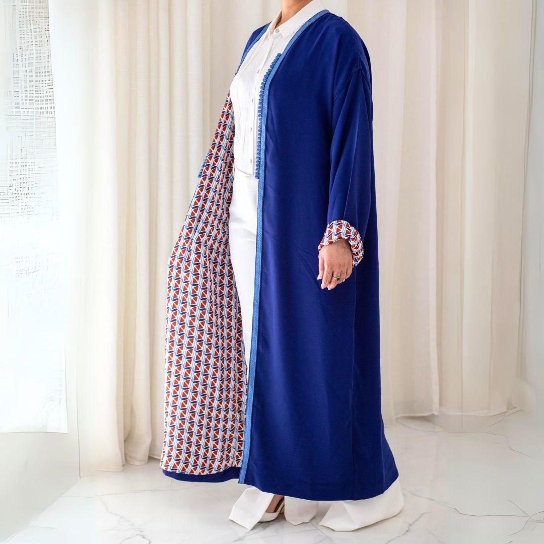 FIZA Blue & Red Moroccan Kimono