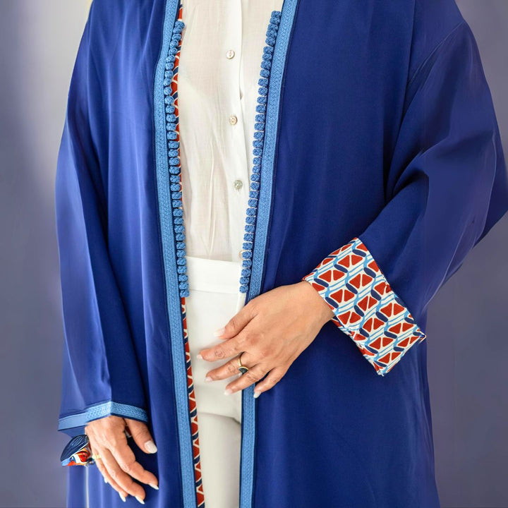 FIZA Blue & Red Moroccan Kimono