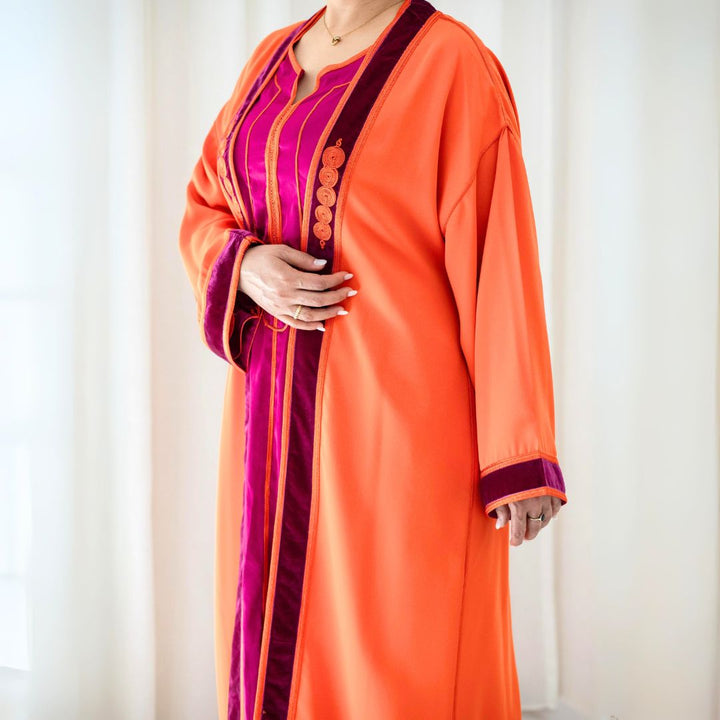 BILA Orange and Pink 2 piece Moroccan Kimono
