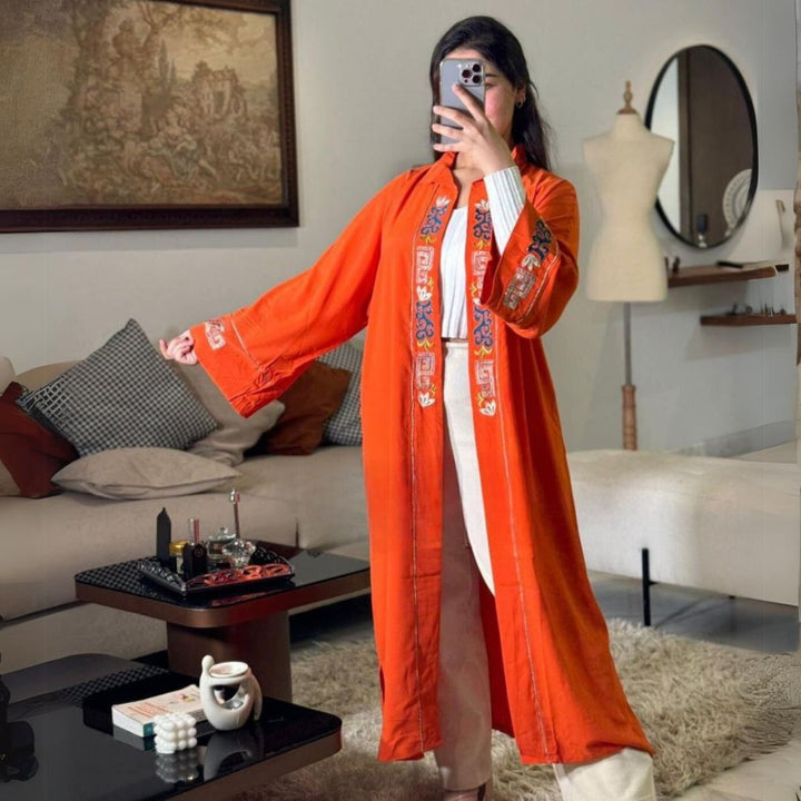 AZAL Orange Moroccan Kimono