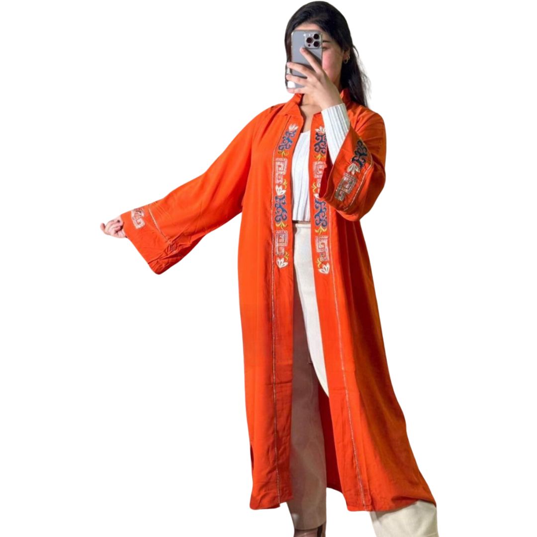 AZAL Orange Moroccan Kimono