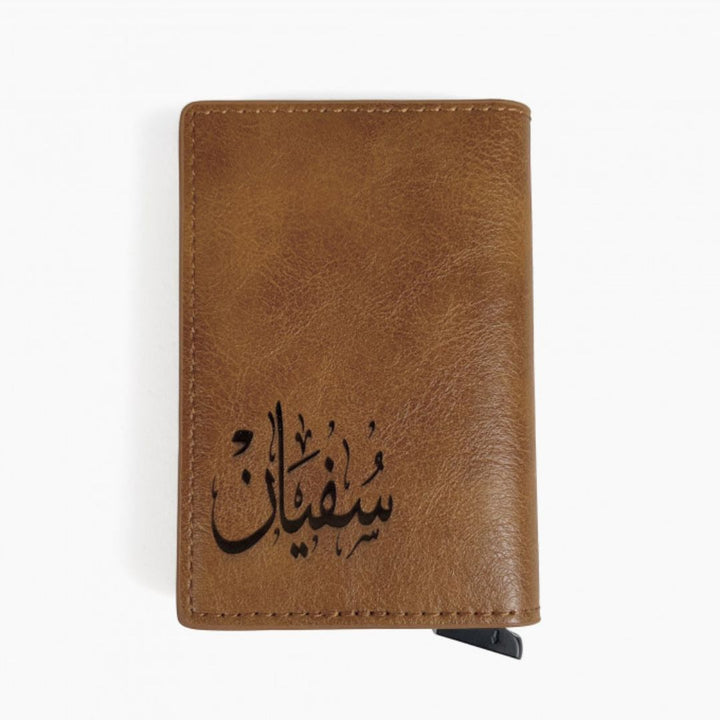 Customised leather wallet with laser engraving