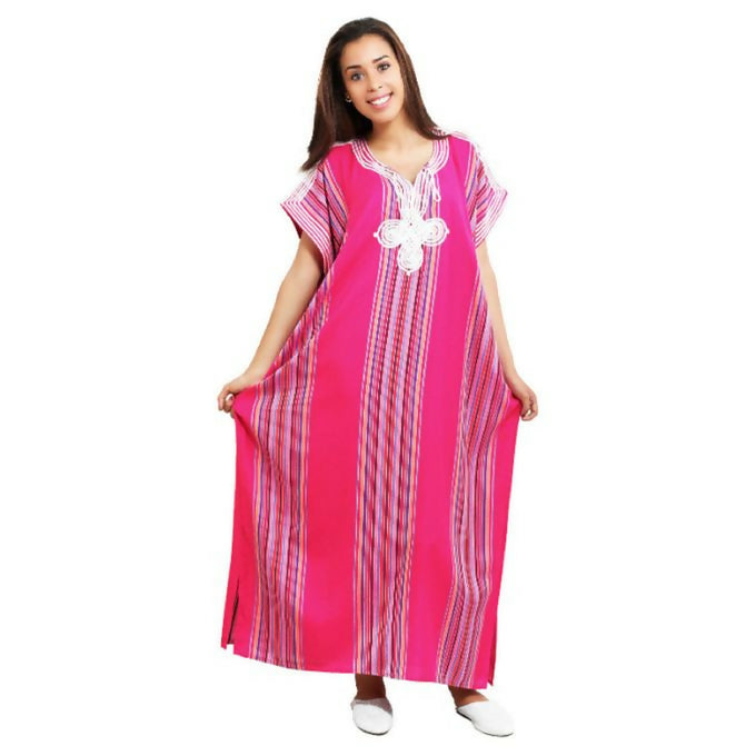 Stylish Women's PINK Gandoura - Moroccan Traditional Gandoura
