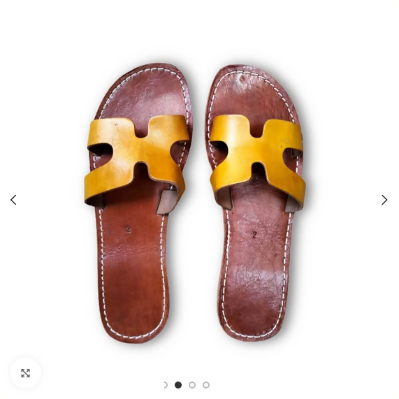Handmade Moroccan Leather H-Strap Sandals - Colorful Boho Summer Slides - Genuine Leather Slip-On Flats for Women