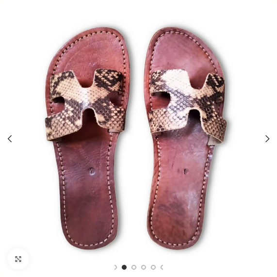 Handmade Moroccan Leather H-Strap Sandals - Colorful Boho Summer Slides - Genuine Leather Slip-On Flats for Women