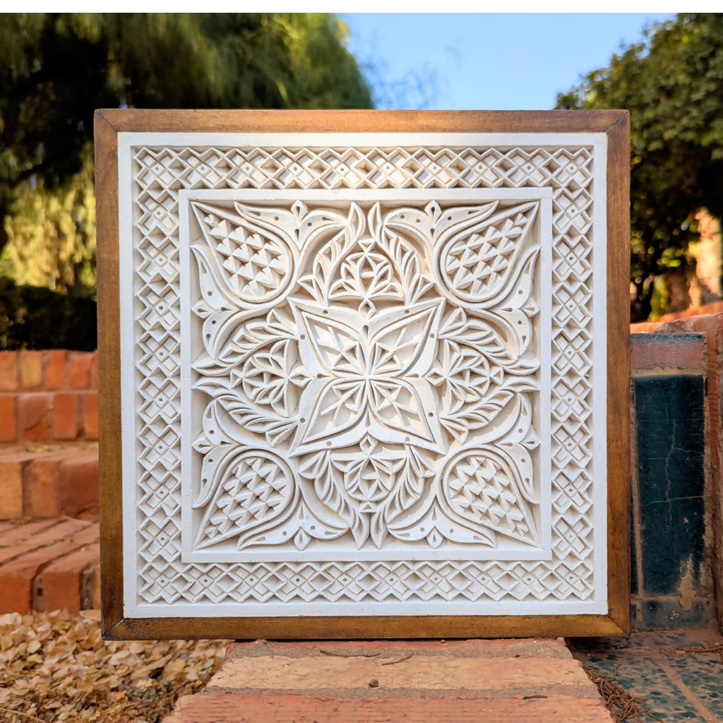 Hand Carved Plaster Wall Art | Moroccan Floral Design