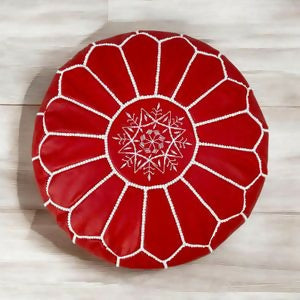 Handmade Moroccan Leather Pouf - Unstuffed Boho Ottoman for Living Room & Home Decor
