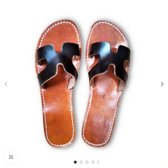 Handmade Moroccan Leather H-Strap Sandals - Colorful Boho Summer Slides - Genuine Leather Slip-On Flats for Women