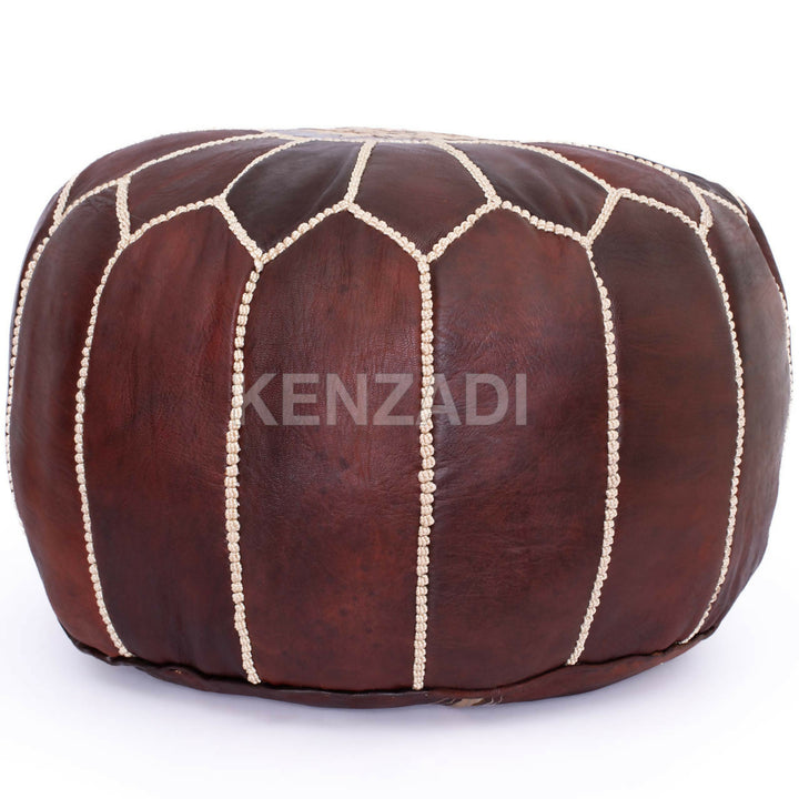 Genuine Moroccan leather footstool, handmade in Morocco Sold upholstered