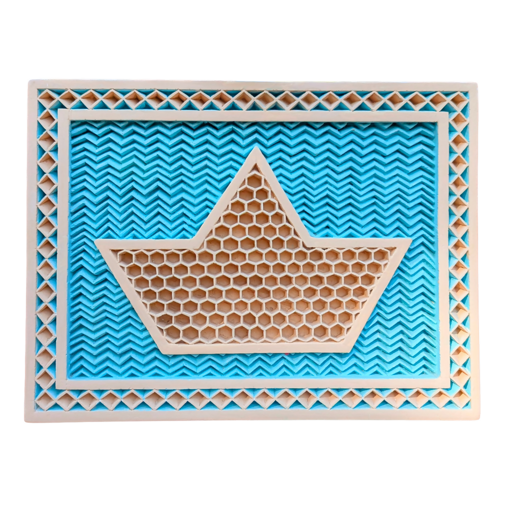 Honeycomb Sailboat Hand-Carved Plaster Mural Decoration