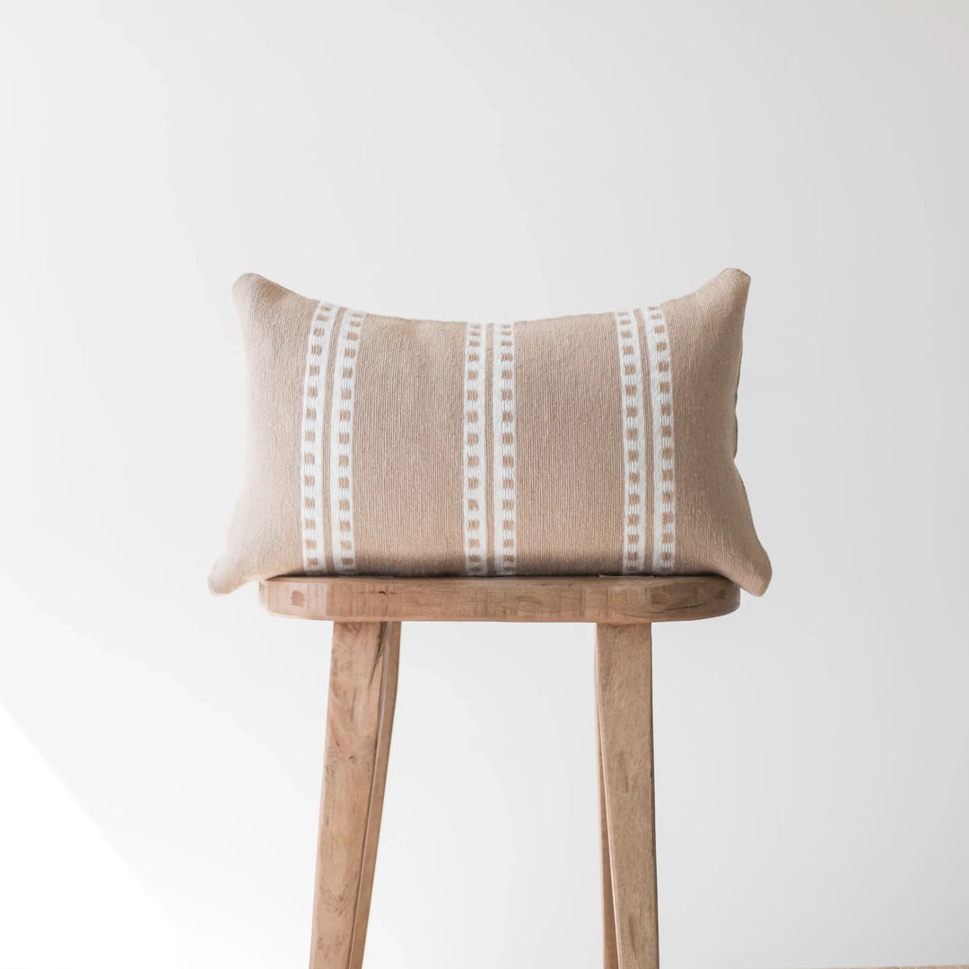 Beige And White Embroidered Cushion Cover