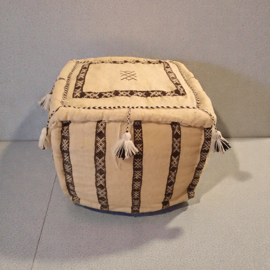 Handmade Moroccan Berber Pouf | 100% Wool