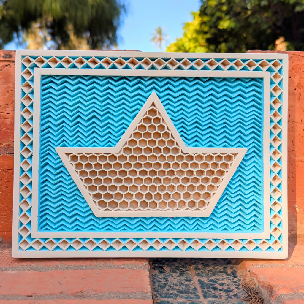 Honeycomb Sailboat Hand-Carved Plaster Mural Decoration