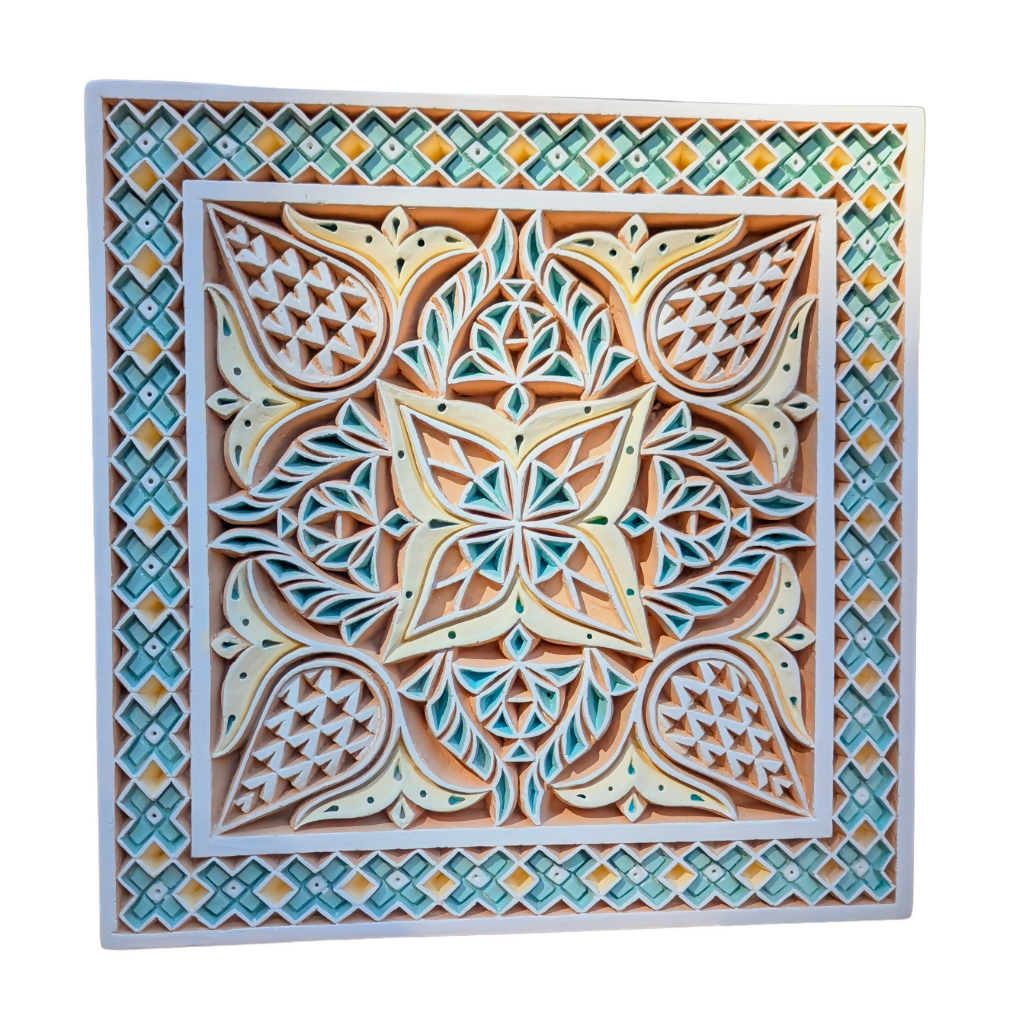 Hand Carved Plaster Wall Art | Moroccan Floral Design