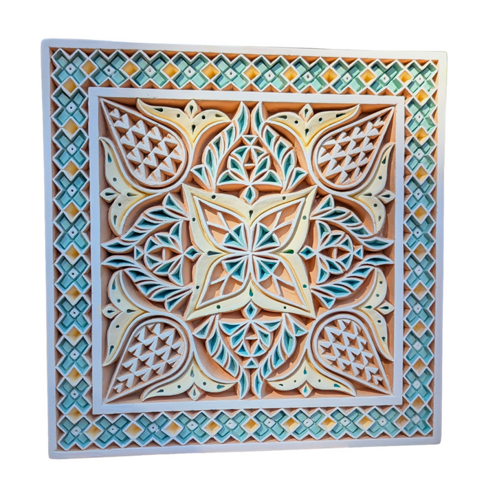 Hand Carved Plaster Wall Art | Moroccan Floral Design