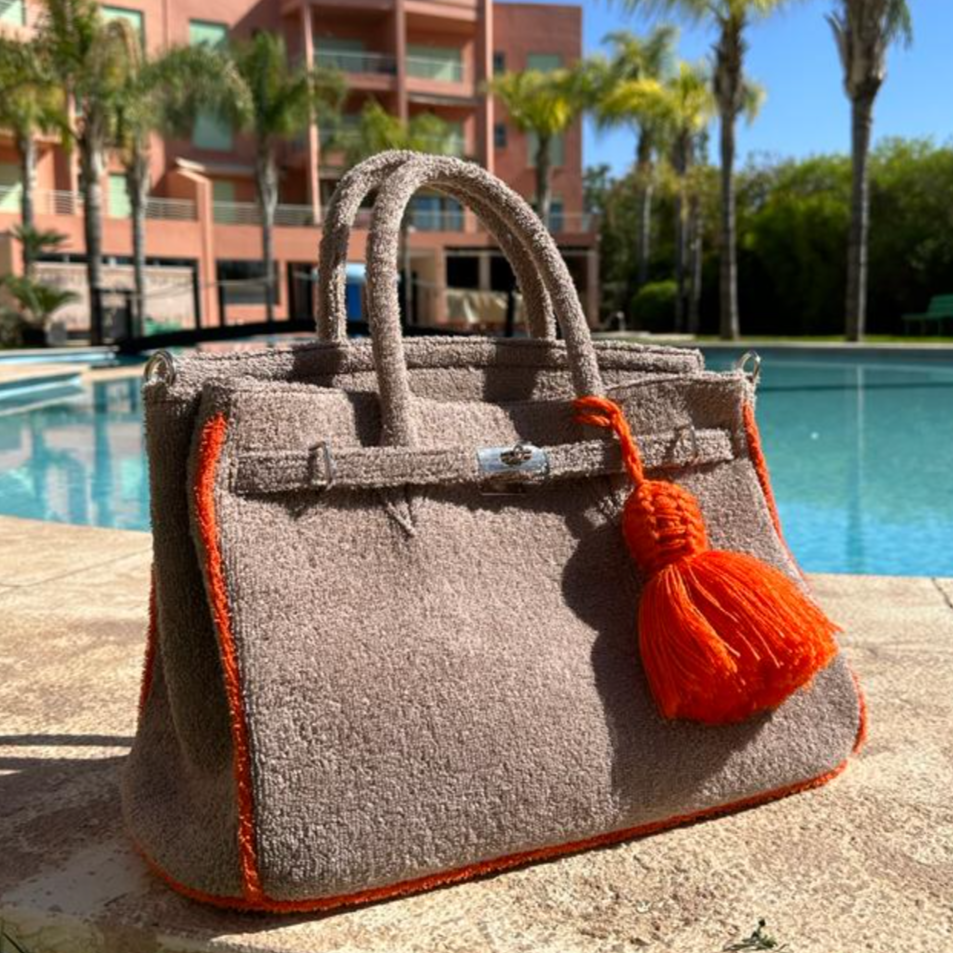 Terry Cloth Beach Birkin Style Handbag