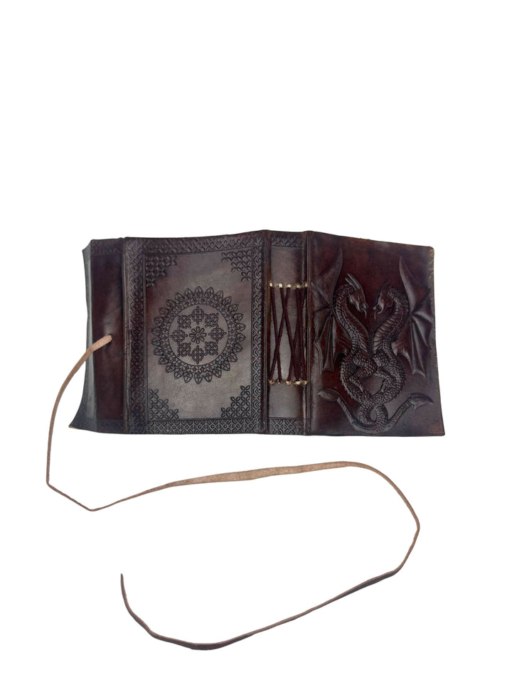 SMALL LEATHER BROWN DRAGON NOTEBOOK