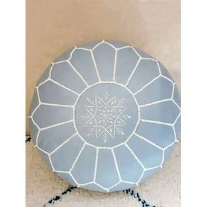Handmade Moroccan Leather Pouf - Unstuffed Boho Ottoman for Living Room & Home Decor