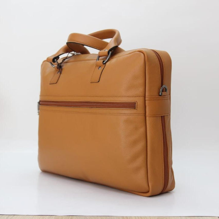 Camel handmade leather computer bag