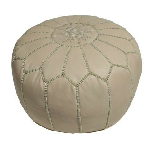 Handmade Moroccan Leather Pouf - Unstuffed Boho Ottoman for Living Room & Home Decor