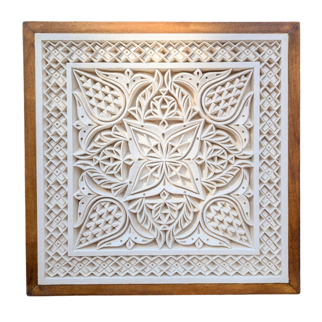 Hand Carved Plaster Wall Art | Moroccan Floral Design