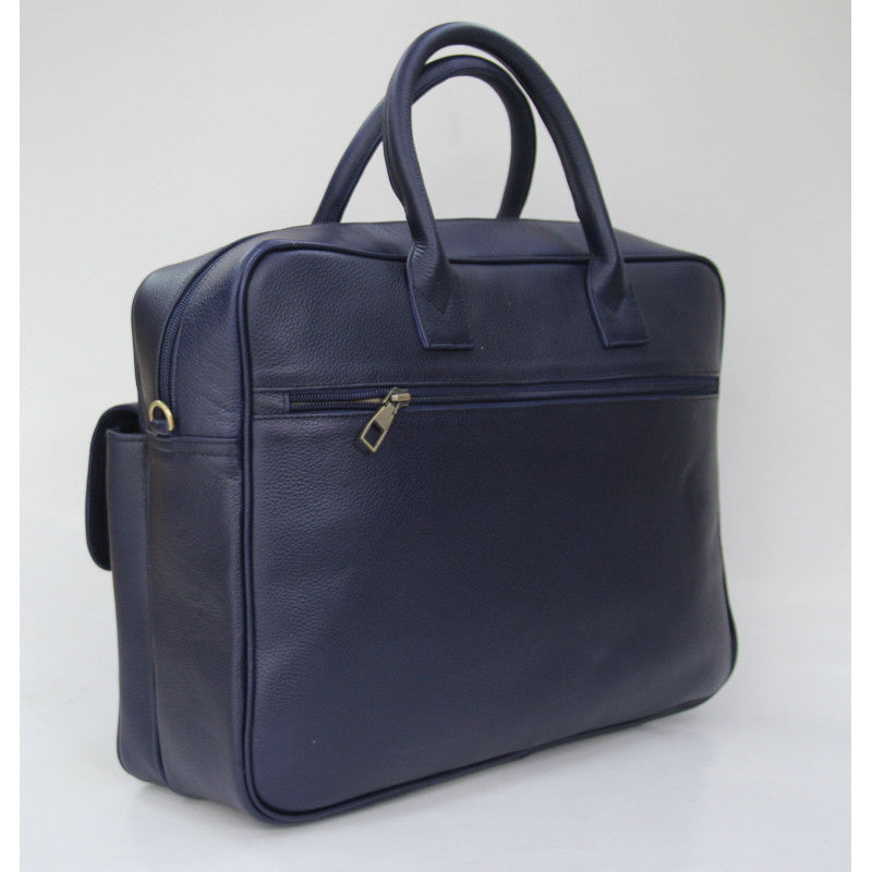 BRUNO - Blue Genuine Handmade leather briefcase - Leather satchel