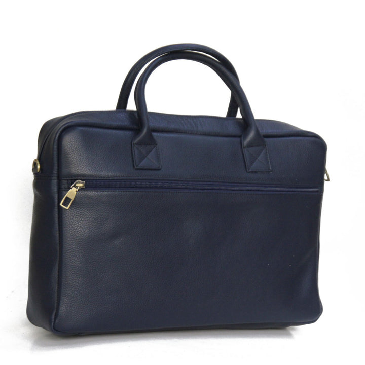 Navy Blue handmade leather computer bag