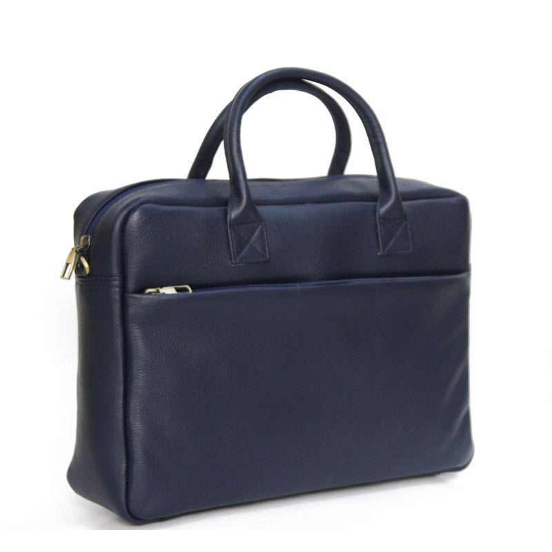 Navy Blue handmade leather computer bag