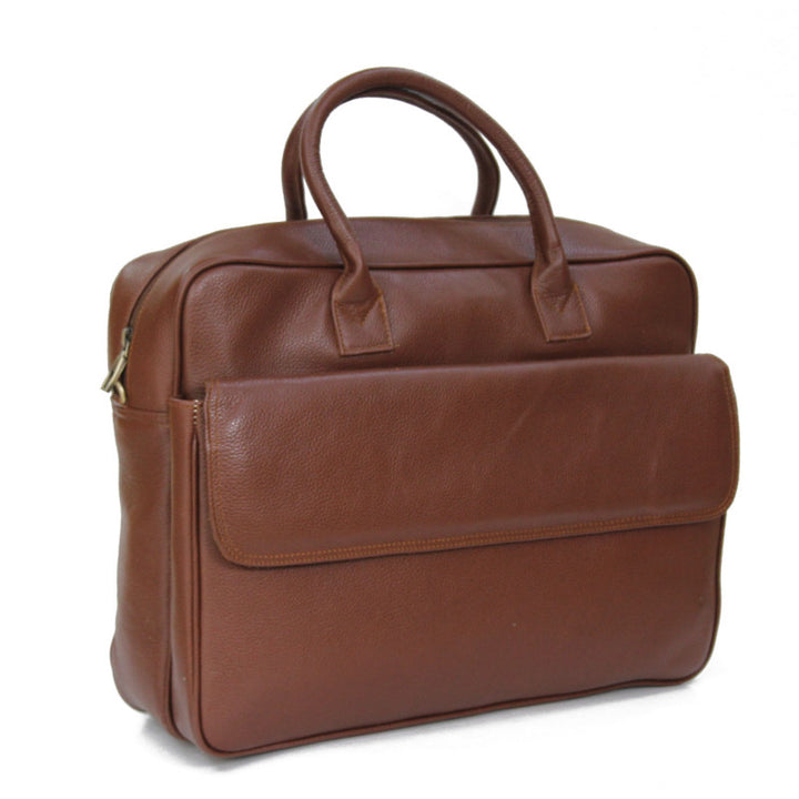 BRUNO - Brown Genuine Handmade leather briefcase - Leather satchel