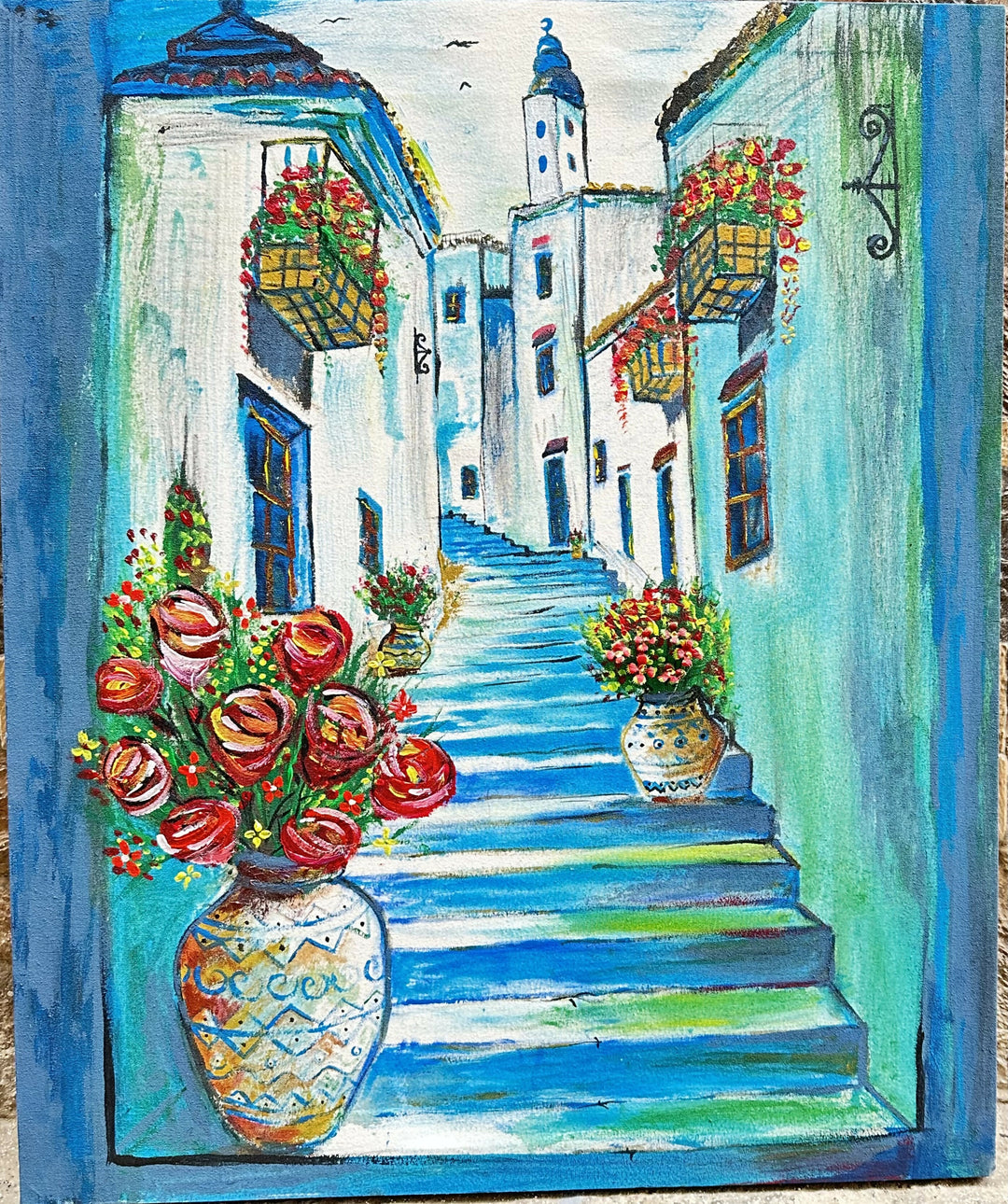 Handpainted Chefchaouen Moroccan Artist