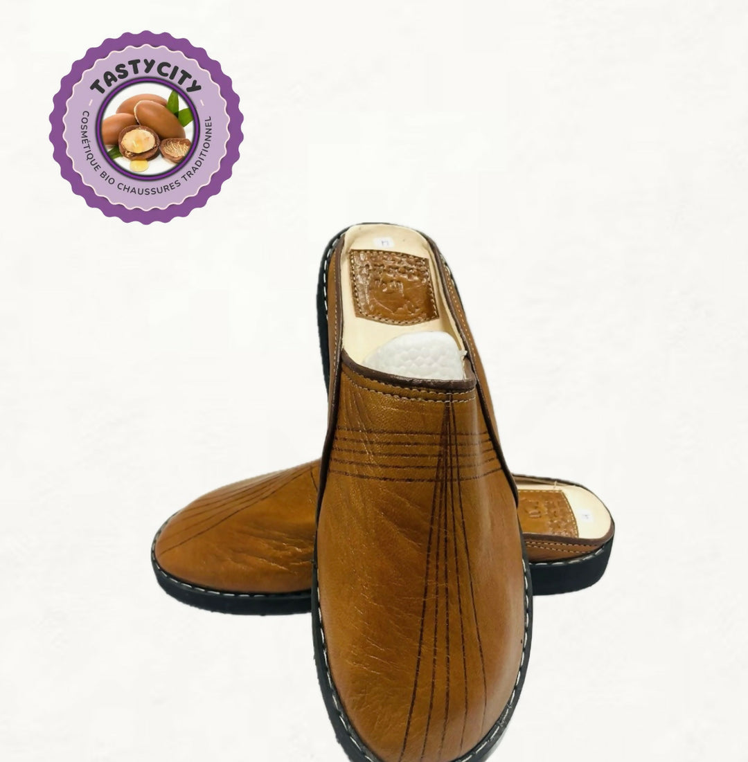 Camel Rounded Moroccan Slippers