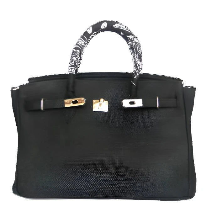 Black Birkin Style Jute Bag