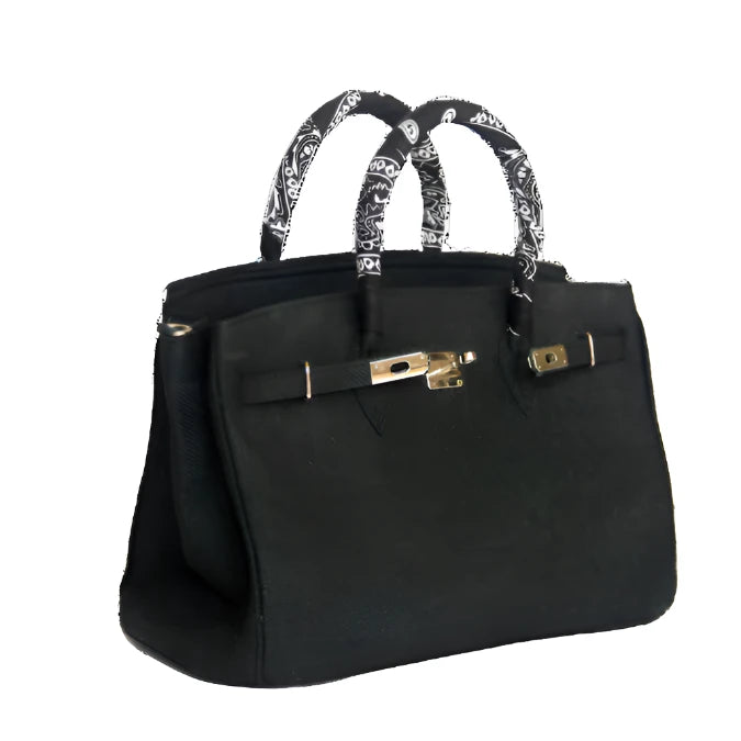 Black Birkin Style Jute Bag