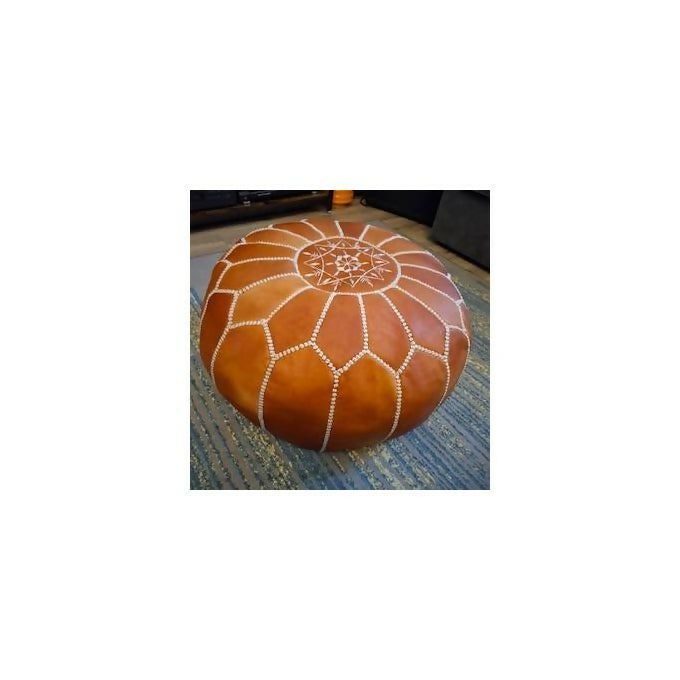 Handmade Moroccan Leather Pouf - Unstuffed Boho Ottoman for Living Room & Home Decor
