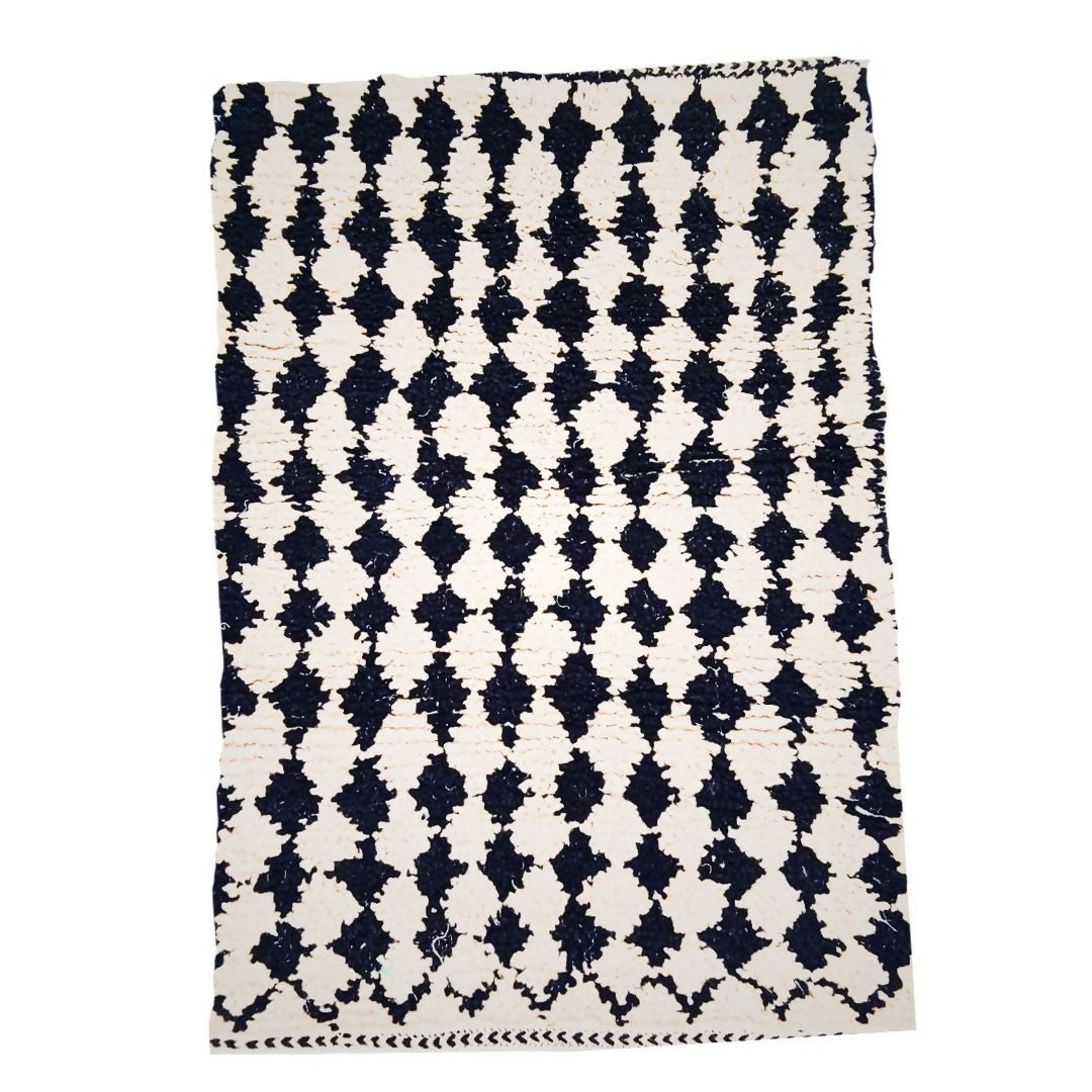 Moroccan wool Berber rug - Black and White