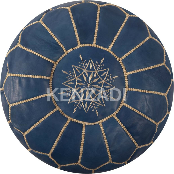 Genuine Leather Ottoman Pouf Cover Hand Stitched in Marrakech by Moroccan Artisans, Footstool, UNSTUFFED