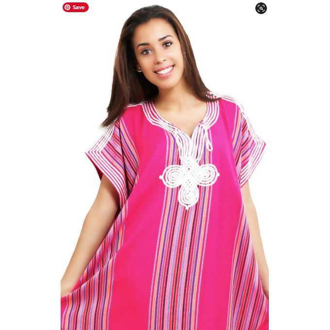 Stylish Women's PINK Gandoura - Moroccan Traditional Gandoura