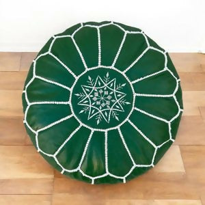 Handmade Moroccan Leather Pouf - Unstuffed Boho Ottoman for Living Room & Home Decor