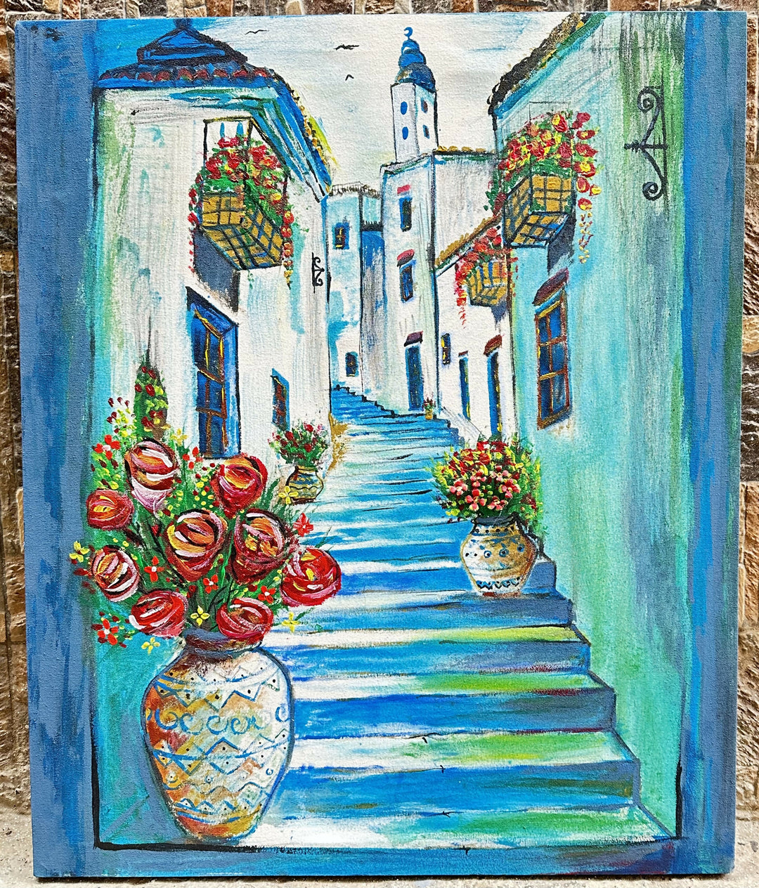 Handpainted Chefchaouen Moroccan Artist