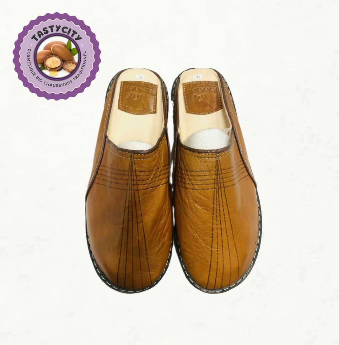 Camel Rounded Moroccan Slippers