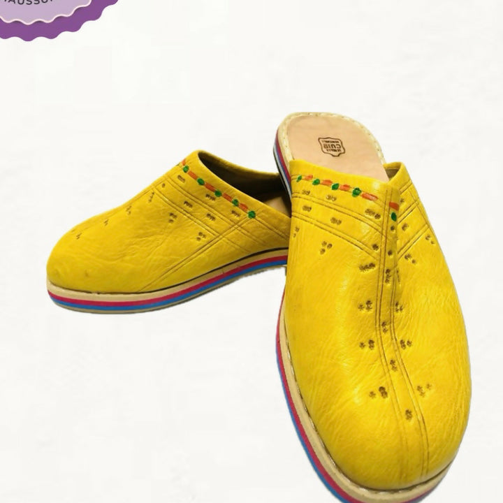 Yellow Rounded Moroccan Slippers for Men