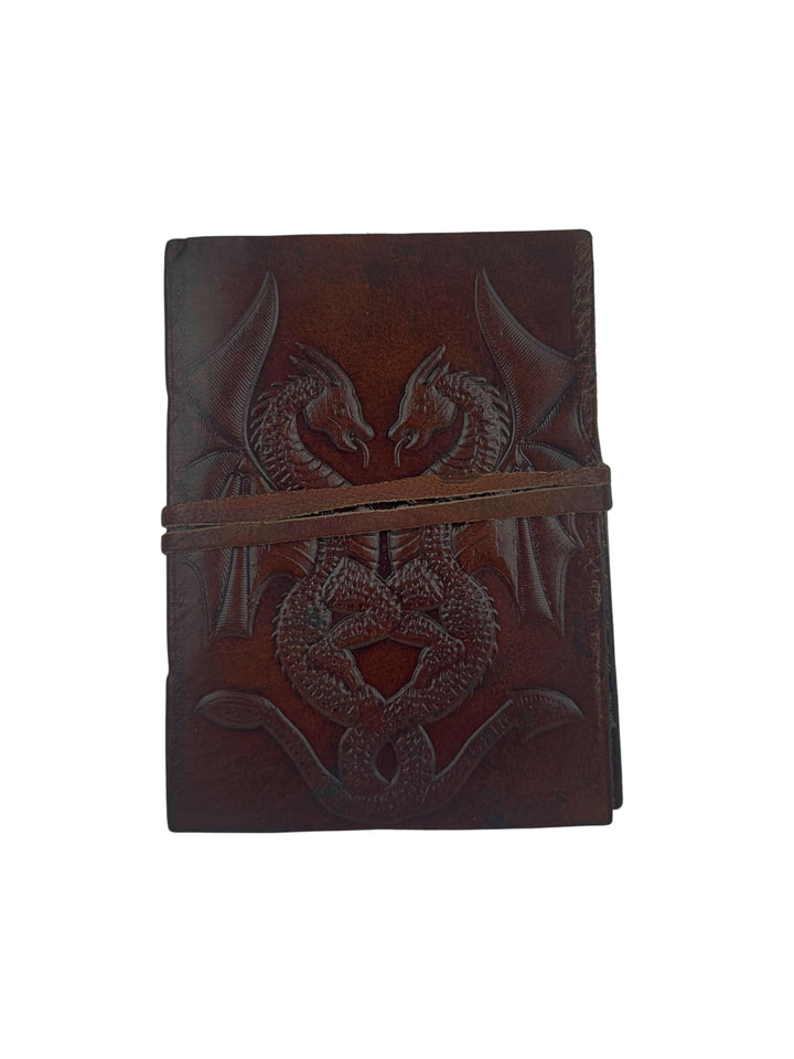 SMALL LEATHER BROWN DRAGON NOTEBOOK