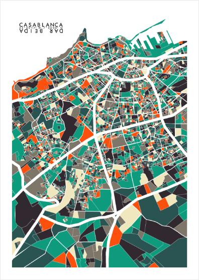 "Casablanca Map" by G.M - Canva-Choof Maroc-MyTindy